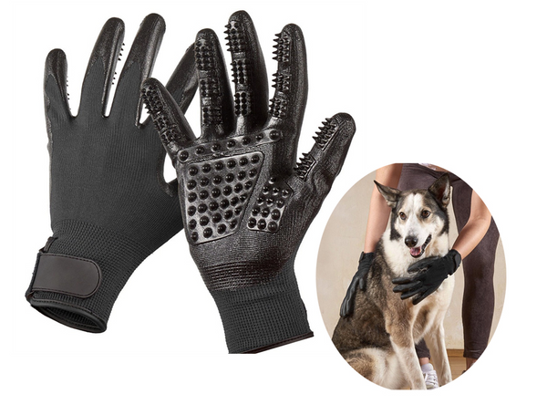 Compawions Grooming Gloves Version2 - Left and Right - Enhanced Five Finger Design - For Cats, Dogs & Horses - Your Pet Will Love It - FREE Shipping