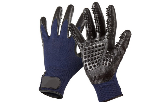 Compawions Grooming Gloves Version2 - Left and Right - Enhanced Five Finger Design - For Cats, Dogs & Horses - Your Pet Will Love It - FREE Shipping