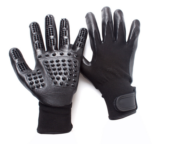Compawions Grooming Gloves Version2 - Left and Right - Enhanced Five Finger Design - For Cats, Dogs & Horses - Your Pet Will Love It - FREE Shipping