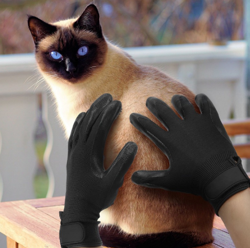 Compawions Grooming Gloves Version2 - Left and Right - Enhanced Five Finger Design - For Cats, Dogs & Horses - Your Pet Will Love It - FREE Shipping