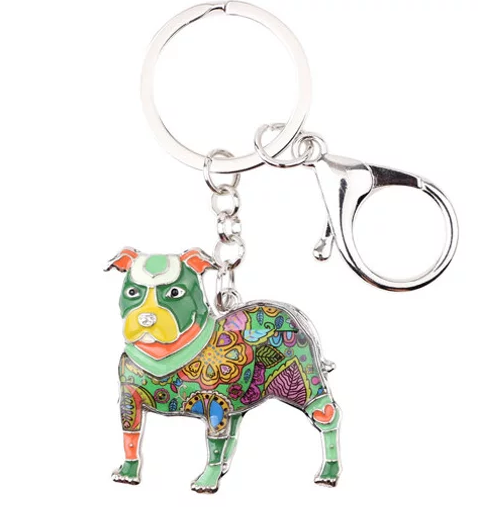 Pit Bull Jewelry - Pit Bull KeyChain- PitBull Art - Pit Bull Watercolor - Pit Bull Figurine- Mother's Day FREE Shipping