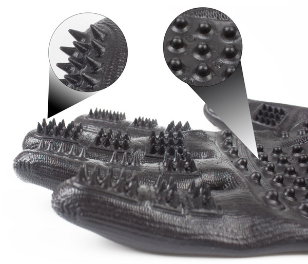 Compawions Grooming Gloves Version2 - Left and Right - Enhanced Five Finger Design - For Cats, Dogs & Horses - Your Pet Will Love It - FREE Shipping