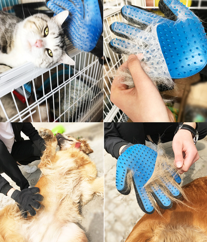 Compawions Grooming Gloves - Left and Right - Enhanced Five Finger Design - For Cats, Dogs & Horses - Your Pet Will Love It - FREE Shipping